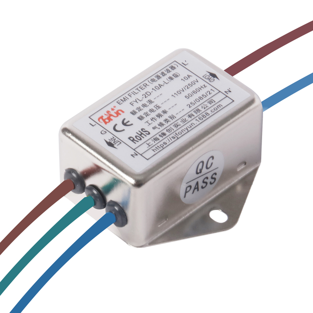 FYL-2D-10A-L 10A AC Single Phase Single Level EMI Power Line Filter Fonyun Brand LVD/EMC/ROHS Certified 50/60Hz