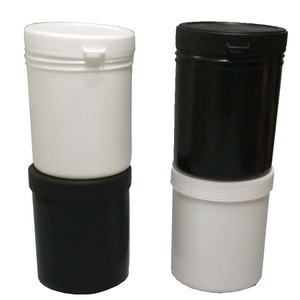 Yps <b>Plastic</b> Jar 1L Screw Top Cylinder Black White <b>General</b> Packaging HDPE Material - Product Image 2