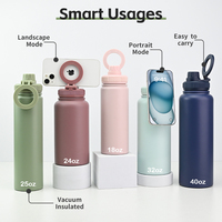 Bouteille d'eau isotherme 32 oz avec logo personnalisé, en acier inoxydable à double paroi, avec couvercle magnétique et support pour téléphone