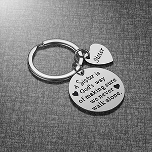 LLavero de joyería para cumpleaños y Navidad, colgante para hermana A hermana, es la forma de Dios de estar seguro de que nunca caminamos sola - Product Image 4