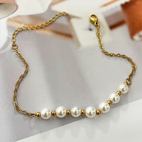 Bracelet esthétique en perles, acier titane, bijoux polyvalents pour femmes, mode de niche, vente en gros