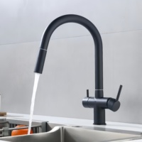 Dual Handle Stainless Steel Wire Drawing Faucet Modern Single Hole Design Ceramic Valve Core for Hot Cold Kitchen Sink Water
