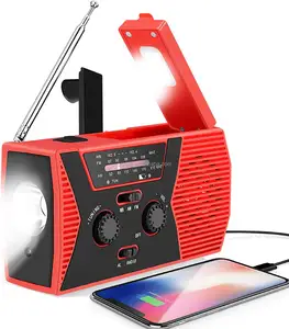 OEM Weather Radio Portable 2000mAh AM FM Radio with Power Bank Function for Outdoor Camping, with Flashlight and Reading Lamp