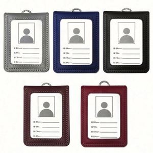 Custom PU Leather Slim Business <b>Card</b> ID <b>Card</b> <b>Holder</b> with Lanyard 3 in Size Fashion Style - Product Image 5