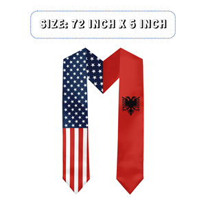 Écharpe de graduation en satin pour adultes, 13*180CM, États-Unis et Albanie, Études à l'étranger internationales - Product Image 2