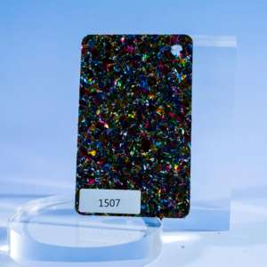 Plaques en acrylique découpées au laser, bleues avec paillettes violettes, avec service de découpe pour la décoration - Product Image 2