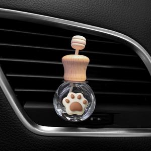 Ornement en verre avec motifs de couronne en bois mignons pour les huiles essentielles, diffuseur d'air de voiture, clip de ventilation, flacon en verre vide - Product Image 4