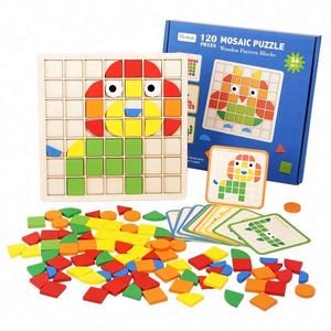 Juguete Geométrico Clásico de Madera para Jardín de Infancia, Bloques de Formas Montessori, Rompecabezas de Madera con Patrones de Mosaico - Product Image 5