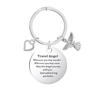 Alta calidad, diseño gratuito personalizado, seguridad de conducción, bendición de Ángel, recuerdo único, llavero grabado láser, artesanías de Metal para regalo - Product Image 5
