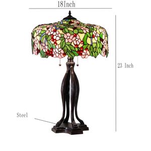Lámpara de Mesa de 20'' de Estilo Floral Pastoral Europeo, Lujosa, Hecha a Mano, con Base de Hierro, Cúpula de Vidrio Tiffany, LED AC E27, Filamento 2700K - Product Image 5