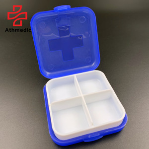 2025 Athmedic Food Grade Promotional Premiums Giveaway Removal 4 Cases Pill Box with Cross 4 Compartments Pill case with Cross