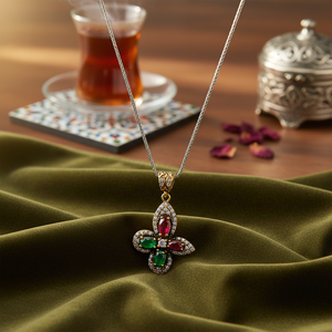 Ruby <b>Emerald</b> CZ Authentic Wholesale <b>Pendant</b> Necklace Turkish Handmade 925 Sterling Silver Jewellery - Product Image 3