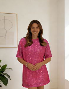 Vestidos Casuales de Punto de Algodón con Lentejuelas Sueltas, Talla Grande, Cuello Redondo, Manga Media, Mini, Joyinspring 2026 |   Vestido de Primavera, Verano y Otoño - Product Image 6