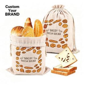 Bolsa Reutilizable de Lino y Algodón con Cordón para Guardar Pan, con Forro de TPU, para Empacar Baguettes - Product Image 1