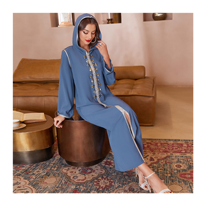 SIPO Open Abaya – robe de prière musulmane, grande taille, décontractée, Kimono du moyen-orient, motif de perçage à capuche Niqab - Product Image 1