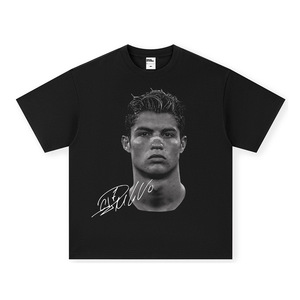 Camiseta de manga corta de algodón puro lavado estilo retro con estampado urbano americano de <span class=keywords><strong>Cristiano</strong></span> <span class=keywords><strong>Ronaldo</strong></span> para hombre - Product Image 5