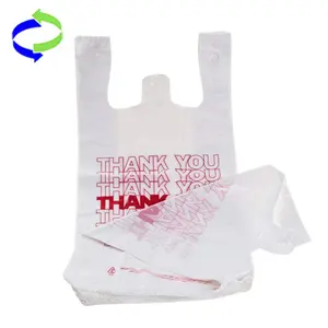 Özel baskılı plastik T-Shirt çanta teşekkür ederim kolu alışveriş çantaları