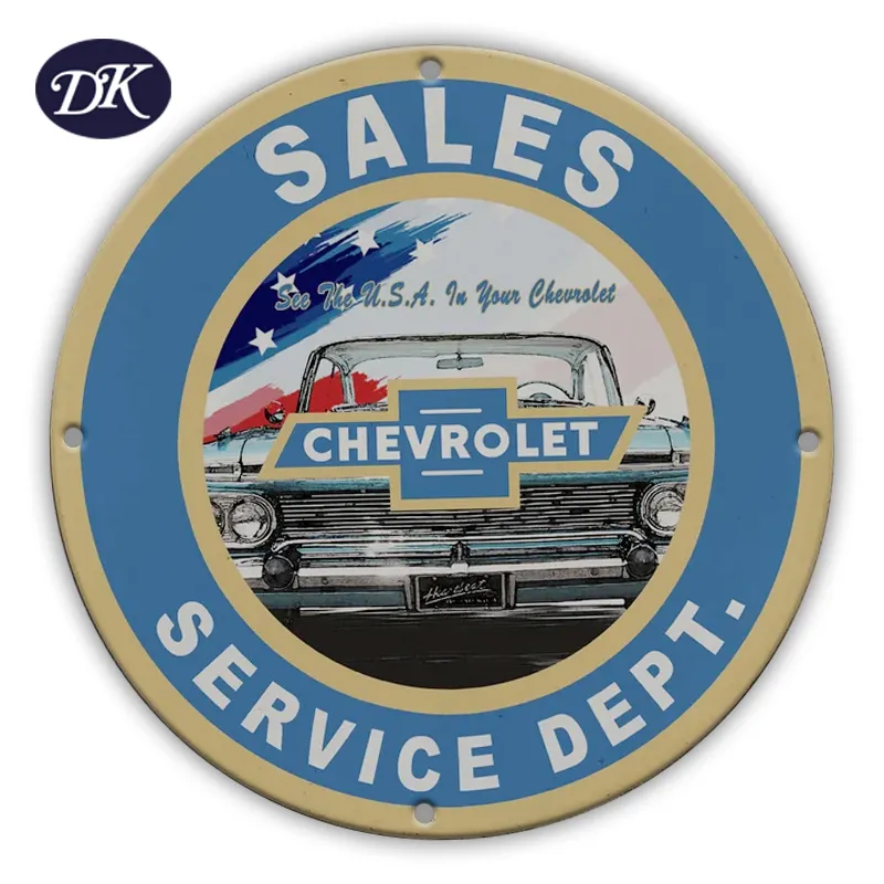 Vintage Chevrolet otomobil satış Dept. Porselen gaz ve YAĞ POMPASI işareti