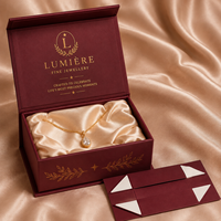 Boîte cadeau magnétique pliable de luxe personnalisée avec logo en feuille d'or, impression couleur bordeaux, pour bijoux, avec insert en satin de soie