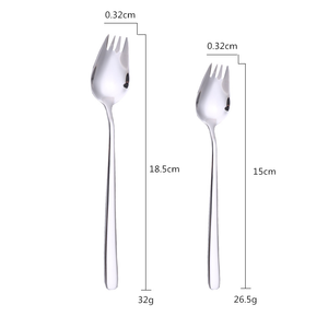 DFU123 SUS 304 Cuchara y Tenedor de Acero Inoxidable, Cuchara-Tenedor Creativa de Doble Uso para Comida Occidental, Frutas y Ensaladas - Product Image 1