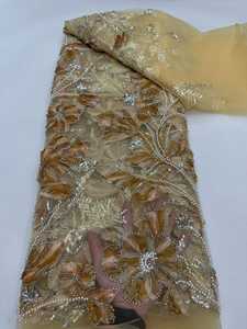 NI.AI yeni stil çiçek tasarım dantel inci dantel Net kumaş pullu boncuklu dantel renkli nakış kumaş inci dantel - Product Image 5