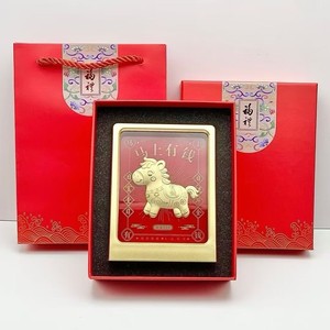 Cuadro de Caballo en Lámina de Oro con Marco Metálico, Oro Puro 999, Decoración de Año Nuevo Chino, Regalo para Hogar u Oficina - Product Image 3