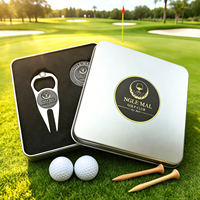 Coffret Cadeau Golf Professionnel Finition Antique Marqueur de Balle Outil de Réparation de Divots à Double Pointe Marqueur de Golf Type Jeton de Poker