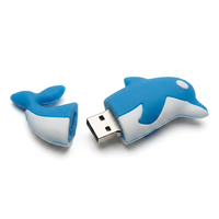 Clé USB en forme de dauphin bleu et blanc, en PVC souple, design séparé, pour cadeau promotionnel