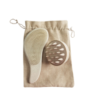 Peigne démêlant pour cheveux bouclés en paille de blé avec logo personnalisé pour enfants et filles, et brosse ronde, coffret cadeau professionnel pour femmes