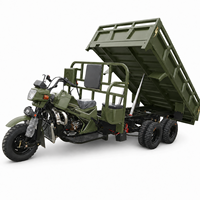 KASAKO 350cc Side-car moto à double essieu auto-déchargeant avec carrosserie ouverte, vitesse maximale 50-70 km/h, capacité de charge 400 kg, 1 passager