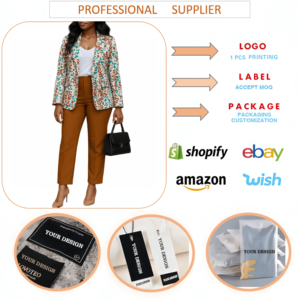 D603 Completo Elegante da <span class=keywords><strong>Donna</strong></span> per Ufficio, Set Blazer Stampato con <span class=keywords><strong>Pantaloni</strong></span>, <span class=keywords><strong>Tailleur</strong></span> Due Pezzi per Donne - Product Image 6