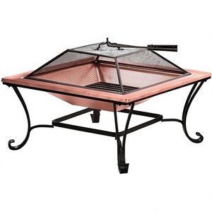หลุมไฟทองแดงอาหารรูปทรงสี่เหลี่ยมพร้อมขาตั้งเหล็ก - Product Image 1
