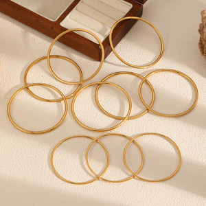 Geometric Circle Stainless Steel <b>Bracelet</b> 18k Gold Plated Titanium Steel Unisex Fashion <b>Bangle</b> - Product Image 3