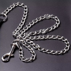 Laisse pour chien robuste en acier inoxydable et nylon, imperméable, anti-morsure, avec chaîne métallique et poignée rembourrée, pour petites races, laisse de sécurité pour la promenade - Product Image 5