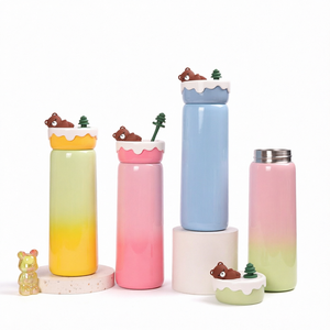 Cartoon Bear Gradient Stainless Steel Tumbler Insulated <b>Water</b> <b>Bottle</b> Straw Lid Student Gift for Boys and Girls - Product Image 1