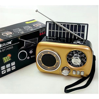 Radio portable solaire AM/FM/SW aux couleurs rétro Rx-Bt1400S avec batterie rechargeable, fente pour carte USB/TF et haut-parleur intégré