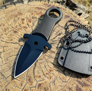 سكين جيب محمول صغير للاستخدام الخارجي مع حلقة للرقبة وشفرة ثابتة للبقاء على قيد الحياة مع غمد - Product Image 3