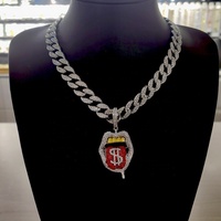 RENQING Hip Hop Chaîne Cubaine Avec Alliage Et Strass Dollar Langue Pendentif Collier pour Femmes Hommes Bijoux