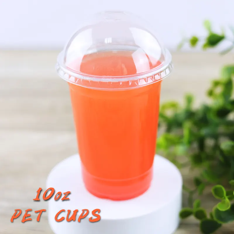 10oz PET cups disposable transparent coffee tea for cold drink plastic PET boba cup