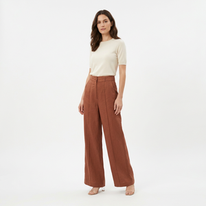 <span class=keywords><strong>Pantaloni</strong></span> <span class=keywords><strong>Palazzo</strong></span> da Donna in Puro Lino Traspirante, Casual, Primaverili, <span class=keywords><strong>con</strong></span> Vita Alta, Chiusura <span class=keywords><strong>a</strong></span> Zip e Bottone - Product Image 2