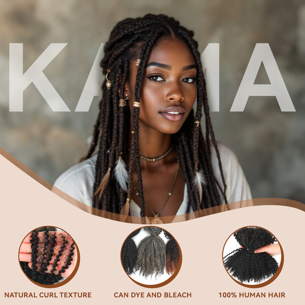 KAMA 100% Remy Indian Human Hair Braiding Hair Wholesale 4C Cheveux Naturel High Quality Soft Afro Kinky Curly Machine Double Detail Section 1