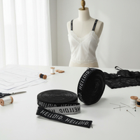 Ruban élastique jacquard haute ténacité avec logo de marque personnalisé, sangle élastique tissée noire pour vêtements, sous-vêtements et accessoires