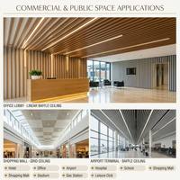 Techo Metálico Acústico de Rejilla Abierta Lineal con Tubo Cuadrado de Aluminio, Diseño de Madera, LED, para Oficina, Hotel, Aeropuerto, Tamaño Personalizado, OEM