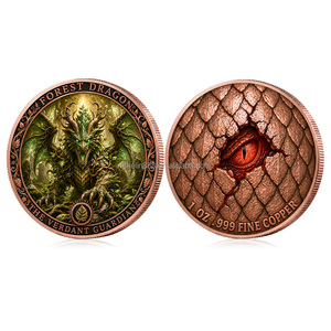 Pièces de monnaie de collection Myth Dragon Phoenix, en cuivre antique, imprimées en 3D UV, souvenir en métal, pièce de monnaie en cuivre pur de 1 oz - Product Image 4