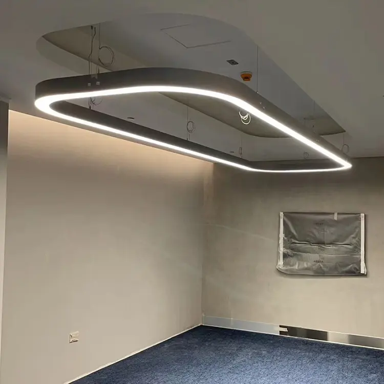 Hlineaire Indoor Woonkamer Commerciële Curve Licht Moderne Lineaire Eenvoudige Plafondverlichting Led Hanger