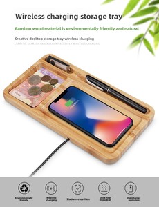 Caricatore Wireless in Bambù Ecologico da 15W con 2 in 1 Base di Ricarica e Scatola Portaoggetti per Telefono Cellulare Modello YX-788 Marca YX - Product Image 6