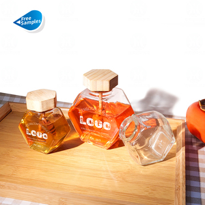 ขวดแก้วเก็บทรงหกเหลี่ยมขนาด100มล. 220มล. 380มล. พร้อมฝาไม้ขวดเก็บอาหารโถแก้วใส่น้ำผึ้ง - Product Image 5