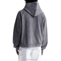 Sweat à capuche personnalisé pour homme, 500 GSM, gris délavé, coupe ample, 100% coton, poche à rabat, impression sérigraphique, French Terry, surdimensionné