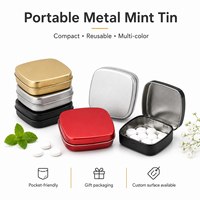 Boîte en fer blanc mini carrée imprimée à charnière, petite boîte métallique pour chewing-gum, bonbons, cadeaux, artisanat, emballage et rangement