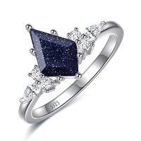 Bague de fiançailles en argent sterling 925 cool en grès bleu mousse agate opale cerf-volant